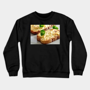 Oven baked toast with cheese and ham Crewneck Sweatshirt